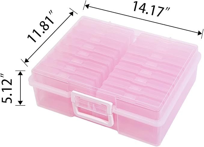 4" x 6" Photo Storage Case with Handle, 16 Inner Photo Organizer Keeper, Extra Large Storage Picture Boxes, Seed Storage, Transparent Craft Keeper (Purple)