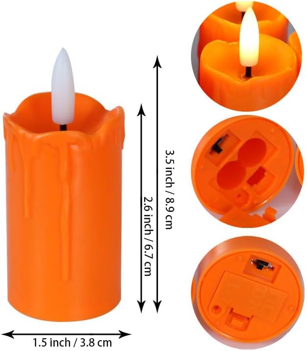 Battery Operated Flameless Votive Candle with Remote and Timer Orange 6 PCS - Image 4