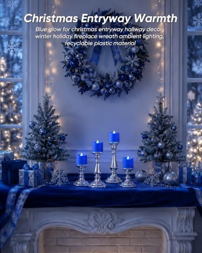 Homemory Blue Flameless LED Votive Tealight Candles & Timer Remote, 24Pack - Image 7
