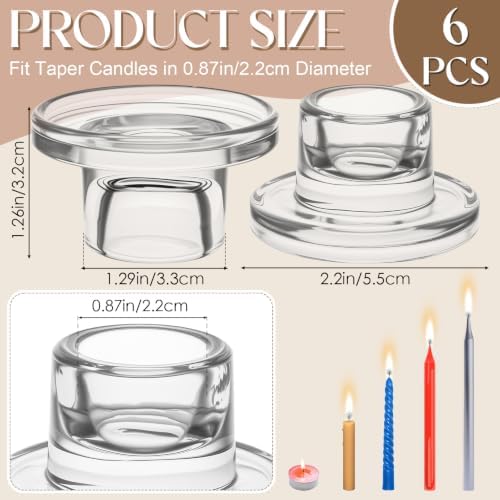 6 Pcs Glass Taper Candle Holders Candlestick Holders - Image 5