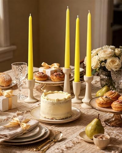 Viyffo Taper Candles, 10 Inch, 12 Pack, Lemon Yellow – Unscented - Image 7