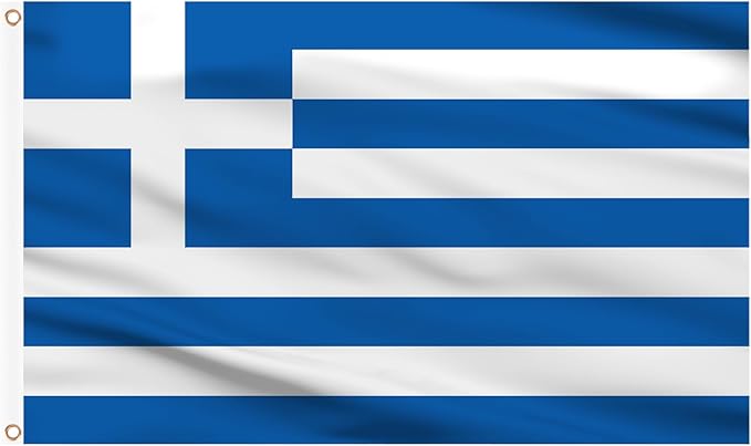 AhfuLife Greece Flag 3x5 Ft 2 Pcs, Large Greek National Flags for Outside - Double Side with Brass Eyelets for Greece Party Decorations, Soccer Party Bar Garden Decoration Indoor Outdoor