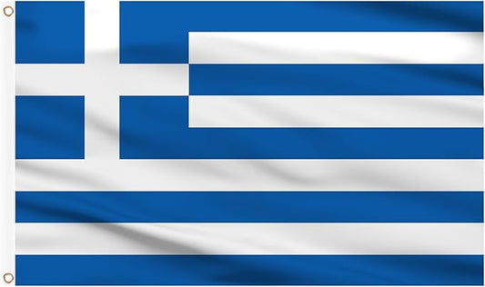 AhfuLife Greece Flag 3x5 Ft 2 Pcs, Large Greek National Flags for Outside - Double Side with Brass Eyelets for Greece Party Decorations, Soccer Party Bar Garden Decoration Indoor Outdoor