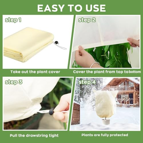 Plant Frost Protection Cover, 2 Pack 32" x 39" Zipper & Drawstring - Image 6