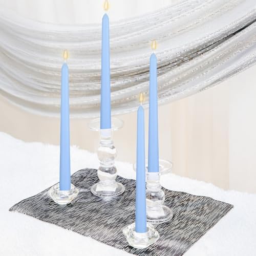 MTLEE 16 Pcs 10 Inch Taper Candle Sticks Smokeless Unscented, Sky Blue - Image 6