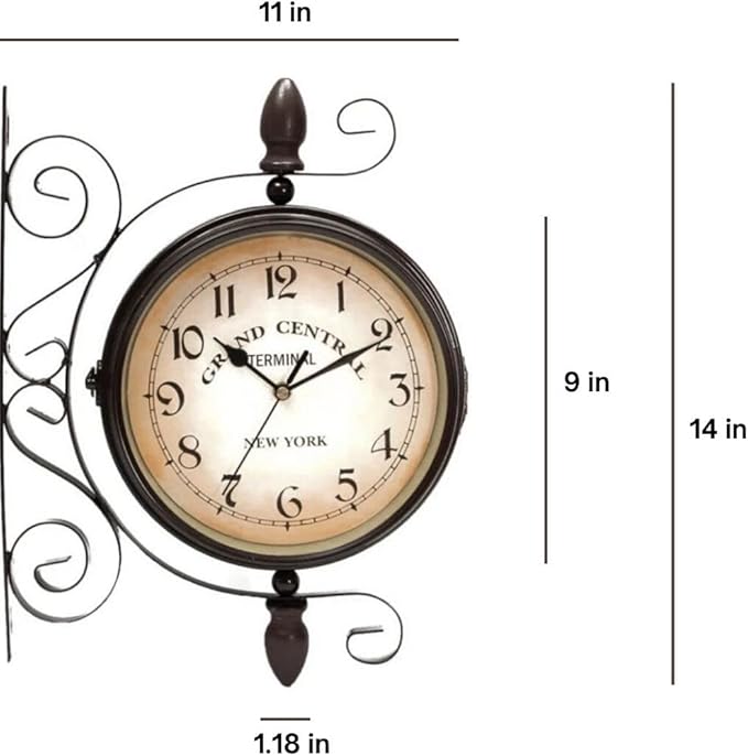 Vintage Double Sided Wall Clock Industrial Wall Clock for Outdoor Decorative Art Antique Decor Office Silent Kitchen Watches Steampunk Double Sided Mounted