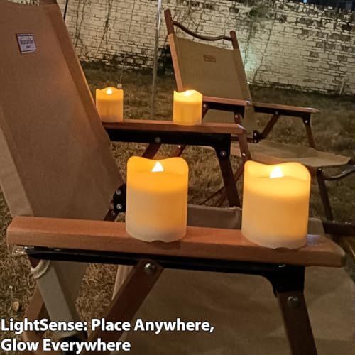Solar Candles Outdoor Waterproof, 4pcs Rechargeable Dusk to Dawn Little Votive Candles, Flameless Flickering Solar Tea Lights for Patio Yard Deck Pathway Window Outdoor Lantern Decor(Warm Amber) - Image 6