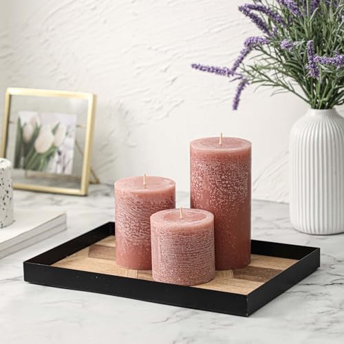 3x6 Inch Brown Pillar Candles Set of 3 - Unscented Candles, Long Clean Burning, Large Big Candles, Smokeless Dripless Pillar Candles for Dinner Table, Wedding, Home, Bathroom, Rustic Decor - Image 5