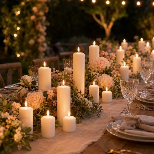 Pillar Candles White Bulk 2x3 2x6 2x8inch Unscented Tall Candle 12Set - Image 4