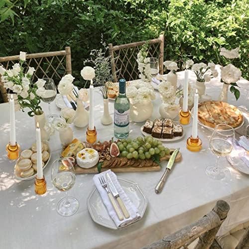 Vixdonos Taper Glass Candlestick Holders Tealight Candle Holders for Table Centerpieces, Wedding Decor and Dinner Party (6 Pcs, Amber) - Image 4