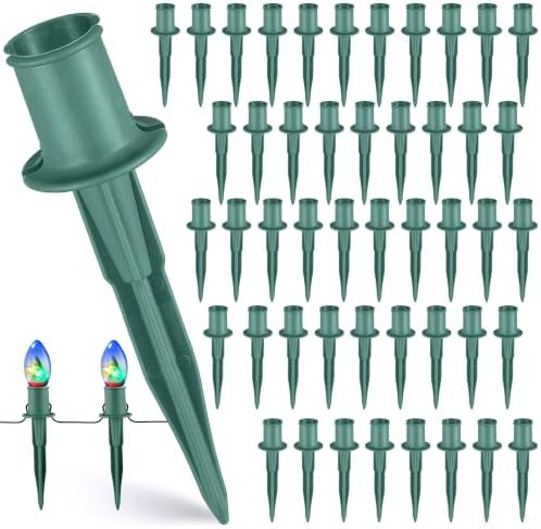 50 Pack 6 Inch Christmas Light Stakes for C7 C9 String Lights, Green by VCOKEN