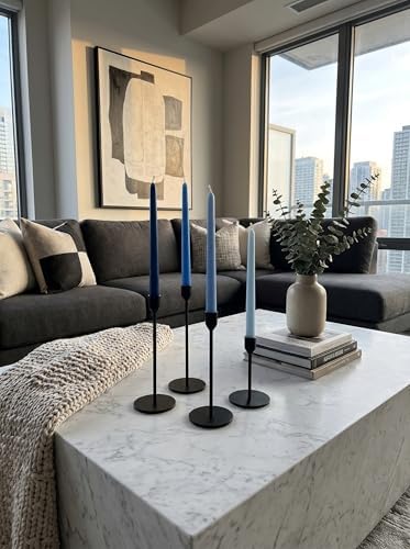 10" Classic Taper Candles, Blue Shades, 12-Pack, 7-8 Hours Long Burning, Unscented Tall Candlesticks - Image 5