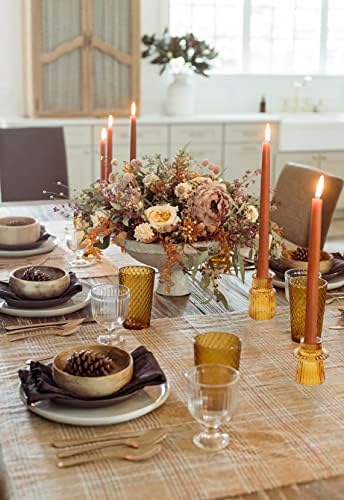 Vixdonos Taper Glass Candlestick Holders Tealight Candle Holders for Table Centerpieces, Wedding Decor and Dinner Party (6 Pcs, Amber) - Image 5