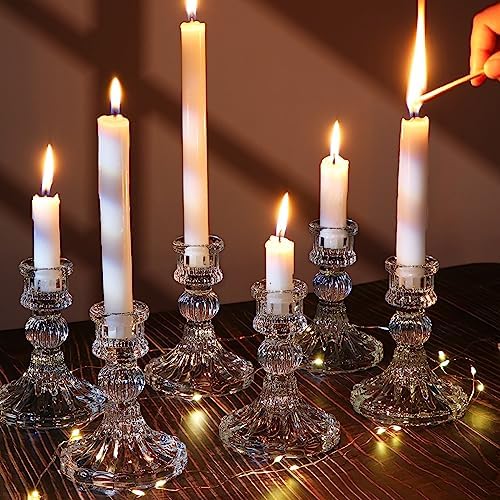 DARJEN Candlestick Holders Set, 4" H Taper Candle Holders Bulk, 12Pcs Glass Candle Holders for Wedding, Festival, Party & Windowsill Decor - Image 2