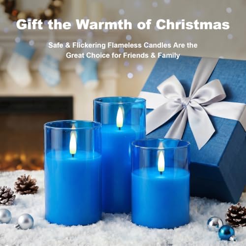 Amagic Blue Glass Flameless LED Candles Battery Operated with Remote Timer - Image 5