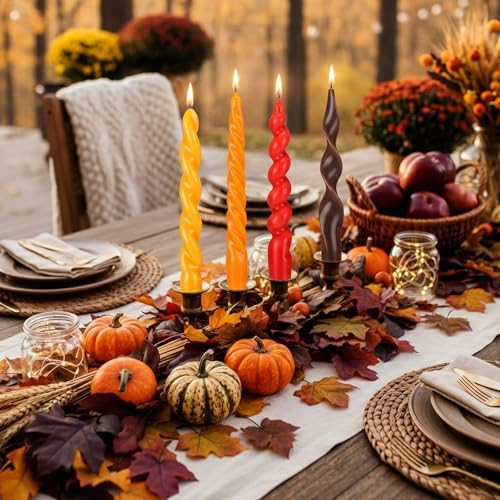 Nuanchu 4 Pcs Twisted Taper Candles,7.87 Inch,Pure,Fall Classic - Image 6