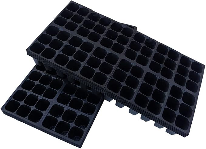 The Hydroponic City Seed Starter Tray, 1440 Cells (240 Trays - 6 Cells Per Tray) + Plant Stakes