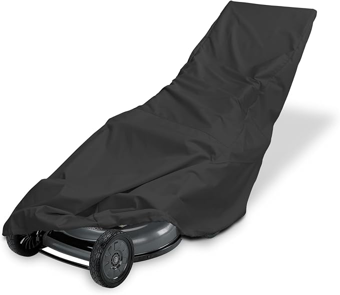 Porch Shield Lawn Mower Cover -Waterproof Universal Lawnmower Storage Cover Fitting Push Walk-Behind Mower (Up to 22 Inches Wide, Black)