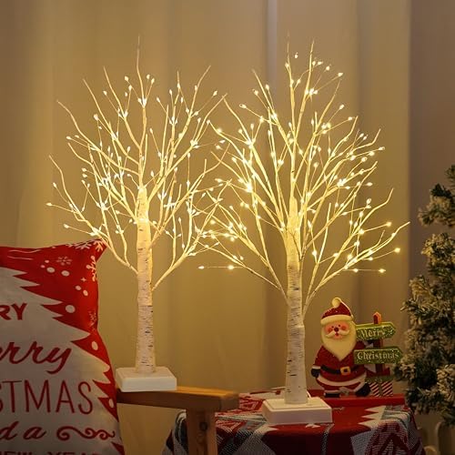 2 Pack Artificial Tree Lamp with Timer,DIY Birch Tree LED Light by PXBNIUYA