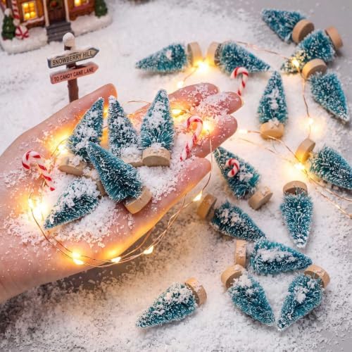 Sumind 144 Pcs Mini Bottle Brush Trees Small Christmas Trees, Light Green - Image 5