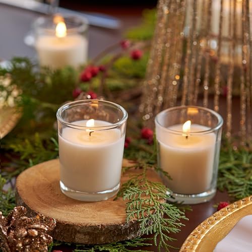 Simply Soson Votive Candles Bulk, 24 Filled White Votive Candles in Glass, 10 Hours Burn time, Small Candles, Unscented Candle, Candle Votives for Wedding, Holiday & Home Decoration - Image 2
