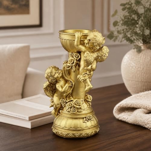 Gloss Gold Double Cherub Candle Holder Resin Angel Figurine Decor Gift - Image 4