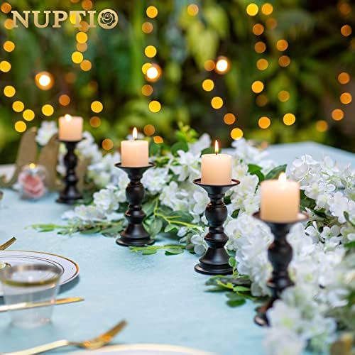 NUPTIO 2 Pcs Candle Holders for Pillar Candles, Black Candle Holder for 50mm Candles Christmas Halloween Mantlepiece Decorations, Ideal for Weddings Special Events Party Living Room - Image 2
