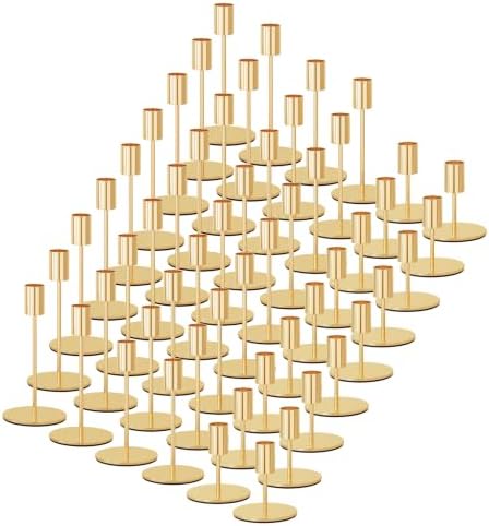 zeochyni Set of 54 French Gold Taper Candle Holder Bulks for Wedding, Party by zeochyni