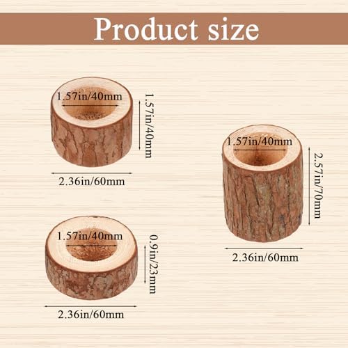 18 Pcs Wooden Tea Light Candle Holders, 3 Sizes, Rustic Tealight Candle Holders for Rustic Centerpieces for Dining Table Wedding Party - Image 2