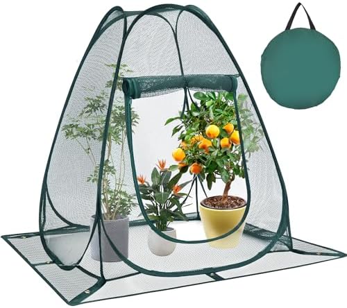 Pop up Garden Netting Cover Plant Guard Cover with 8 Stakes Bird Plant Tent Protector for Vegetables Fruits Flowers (1, 36 * 36 * 39 inch) by Homiton