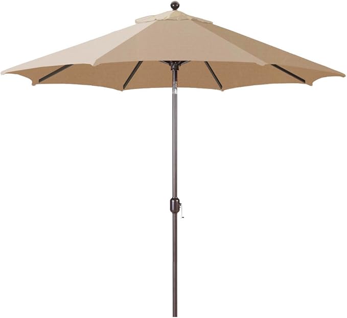 Galtech Deluxe Auto Tilt Market Umbrella, 11ft - Outdoor Patio, Deck, Pool, Backyard Stand Alone Umbrella - Octagon, Heavy Duty w/Bronze Frame & Sunbrella Fabric (Cocoa)