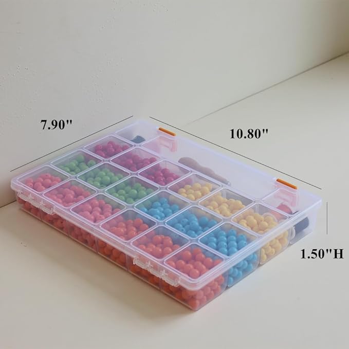 4 Pack Fixed 21 Grids Clear Plastic Storage Box, Transparent Organizer Container Case for Small Parts, Bead, Button, Jewelry, Diamond, Craft Supplies,Sewing Kit, DIY Accessories