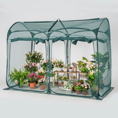 Poray 8.2x4FT Pop up Tunnel Crop Cage, 6FT High Plant Netting Cover for Garden, Pest Guard Barrier for Vegetables & Fruits, Durable Animal & Insect Protection Net by porayhut