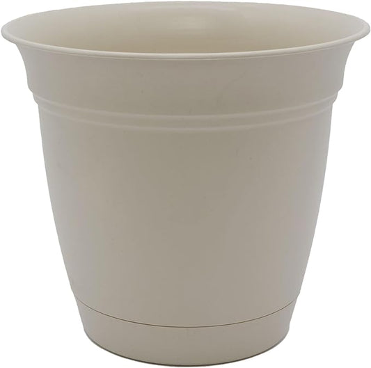 The HC Companies Eclipse Round Planter with Saucer - Outdoor & Indoor Plant Pot with Drainage Holes - Lightweight, UV-Resistant Plastic Pots for Plants, Flowers & Herbs (20" Cottage Stone, Pack of 1)