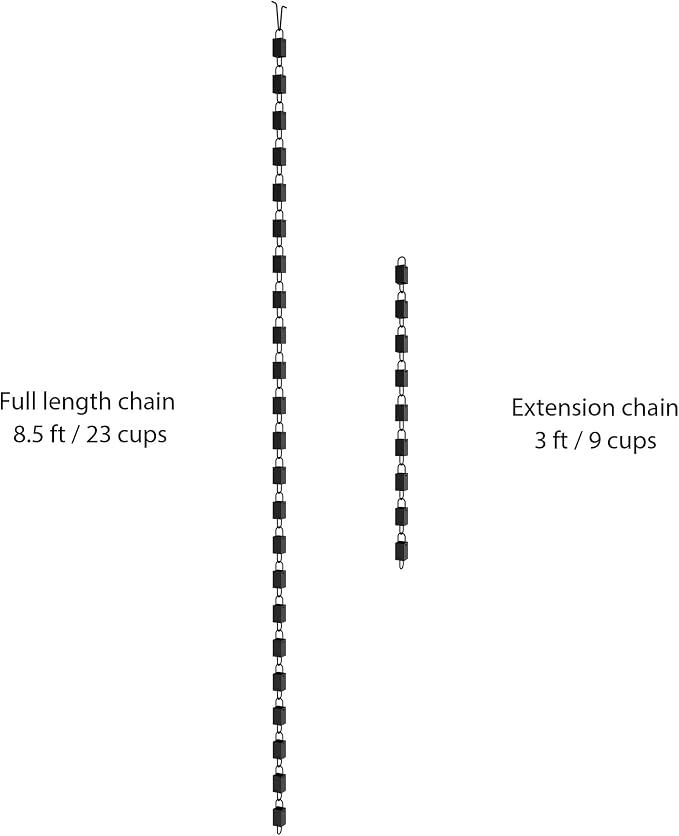 Rain Chains Direct Square Link Rain Chain Extension, 3 Feet in Length, Aluminum, Black Powder Coated, Functional and Decorative Replacement for Gutter Downspouts