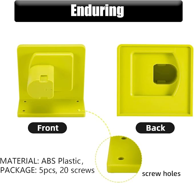 5 Pack Tool Holder Compatible with Ryobi 18V Power Tool Wall Mount Portable Holder Mount Hanger Storage Organizer with Screws Easy Installation for Workshop Garage