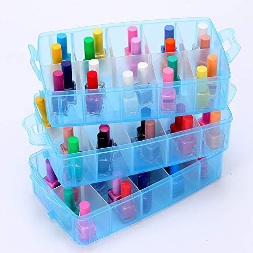 Sooyee Craft Storage Organizer,Hot Wheels Case,Sewing Box,3-Tier Plastic Organizer Box with Dividers, Storage Containers for Organizing Art Supplies, Fuse Beads,Washi Tape, Kids Toy,Blue