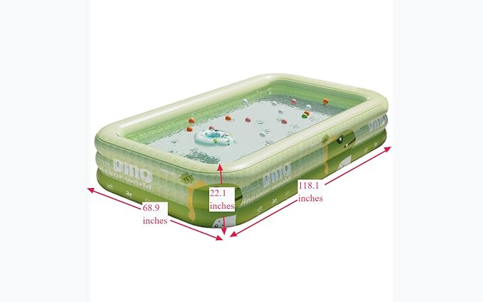 NexYongS Oversized Inflatable Pool,Thickened PVC Family Swimming Pool, Outdoor, Garden, Backyard, Summer Water Party,Green Dinosaurs