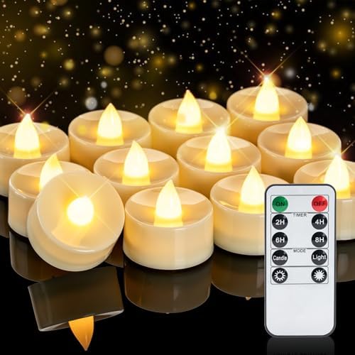 Homemory 12-Pack Remote Flameless LED Battery Tea Light Candles, 400+Hrs by Homemory