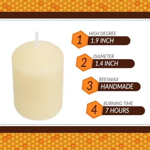 DEYBBY White Beeswax Votive Candles 8 Hours Burn Unscented Candles 20 Pcs - Image 2