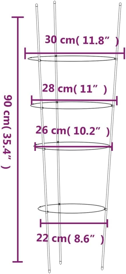 5 Pcs Garden Plant Supports, 35.4 Inch Steel Tomato Cages with 4 Adjustable Rings for Climbing Plants, Flowers, Vegetables, Green