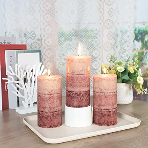 Coffee Pillar Candles, Aromatherapy Scented Candles, Set of 3 Tall 3x6 Inch Dripless Pillar Candle, for Wedding and Home Décor - Image 6
