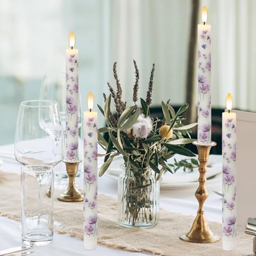 Purple Flower Flameless Taper Candle Battery Operated Remote Timer - Image 6