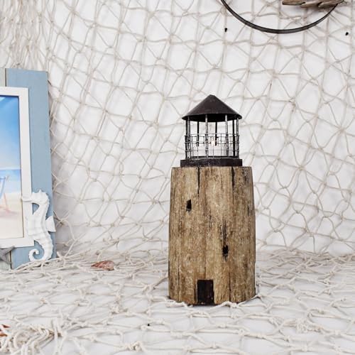 Decorative Nautical Coastal Candle Holders Wood Lighthouse Tea Light Holder - Image 4