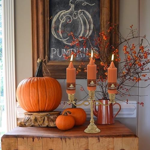 Pumpkin Orange Short Taper Candle Terra Cotta, 5 Inch Small Taper Candles, 4PCS Handmade Unscenteds Candlesticks for Festive Halloween Thanksgiving Day Fall Home Decor - Image 6