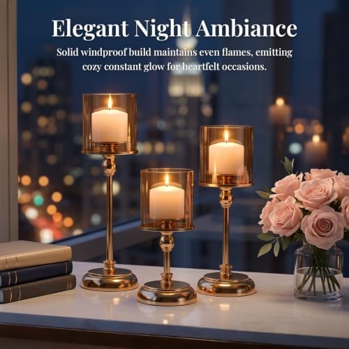 Medium Gold Hurricane Candle Holder, 11.81" Candlestick - Image 5