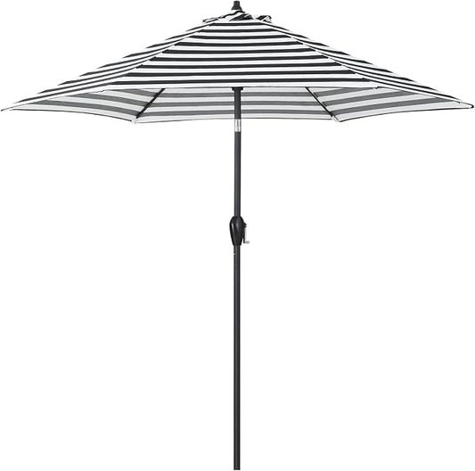 Tempera Striped Patio Umbrellas Outdoor Table Market Umbrellas with Crank & Pust Button Tilt|Auto-Tilt, 8 Steel Ribs, High Color-Fastness Canopy