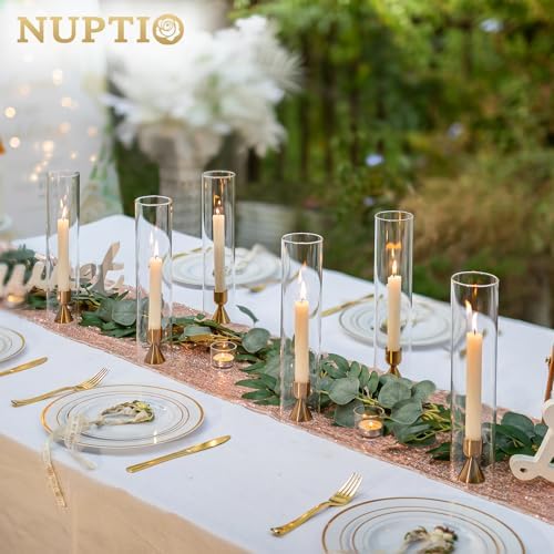NUPTIO Hurricane Candle Holder for Candlestick: Clear Glass Cylinder Cover - Image 2