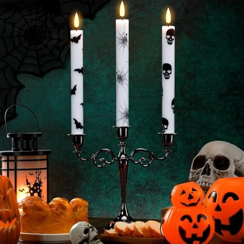 Halloween Flameless Taper Candles Battery Operated Remote Timer - Image 4