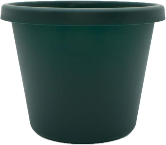 The HC Companies Prima Round Plastic Plant Pot w/Rolled Rim - Lightweight & UV Resistant Flower Pot for Herbs & More - Outdoor & Indoor Plant Pots w/Drainage (10 inch, Evergreen, Pack of 1)